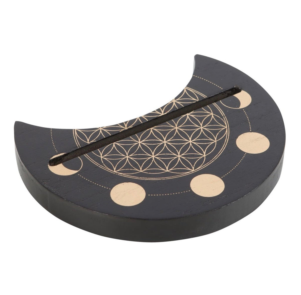 Flower of Life Tarot Card Stand – Moon Phase Wooden Holder