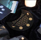 Flower of Life Tarot Card Stand – Moon Phase Wooden Holder