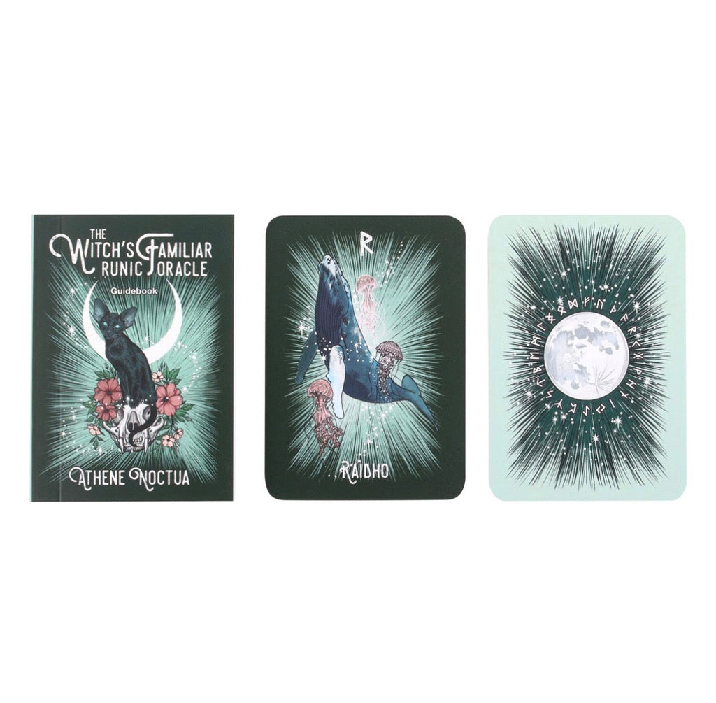 The Witch's Familiar Runic Oracle – 24-Card Deck & Guidebook