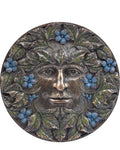 Green Man Wall Plaque with Blue Flowers