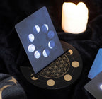 Flower of Life Tarot Card Stand – Moon Phase Wooden Holder