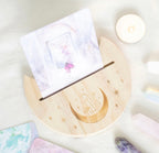 Crystal Moon Tarot Card Holder – Wooden Card Stand