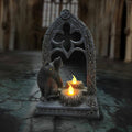 Gothic Black Cat Mirror with LED Candle Figurine