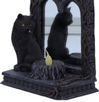 Gothic Black Cat Mirror with LED Candle Figurine