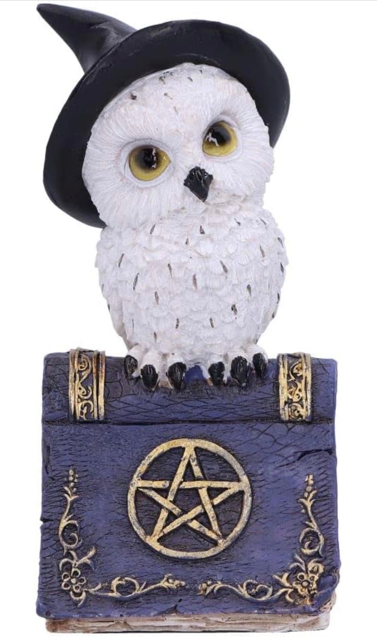 Witch's Familiar Owl Figurine on Spell Book