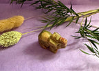 Unakite crystal elephant carving top view on purple background with dried botanicals — The Crooked Moon