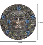 Green Man Wall Plaque with Blue Flowers