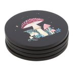 Dark Forest Coaster Set - stacked showing cork backing