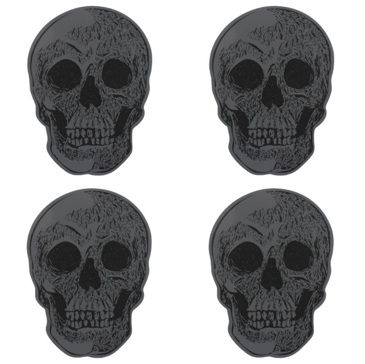 Skull Coaster Set - all four coasters flat lay on white
