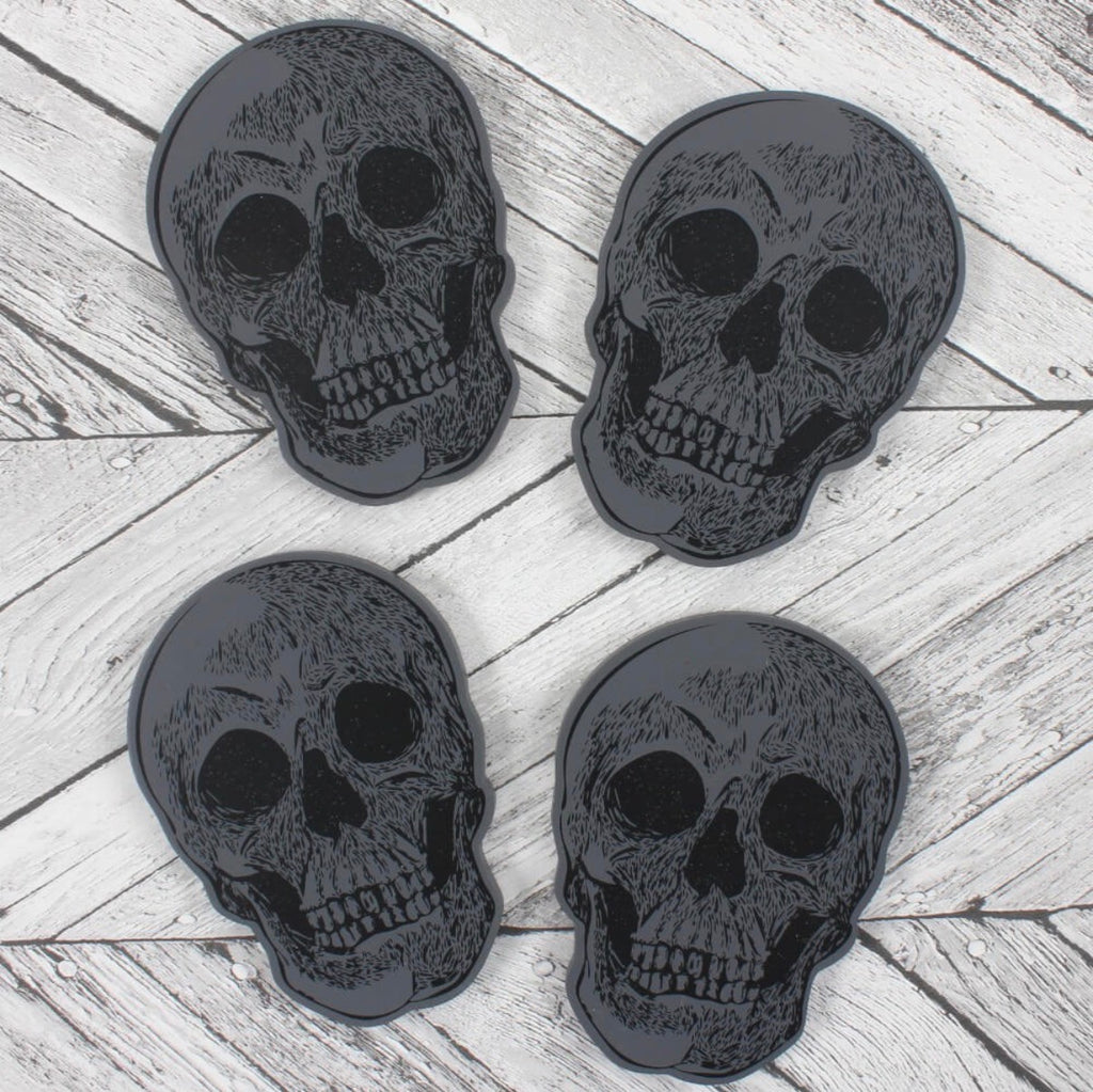 Skull Coaster Set - styled on wooden surface