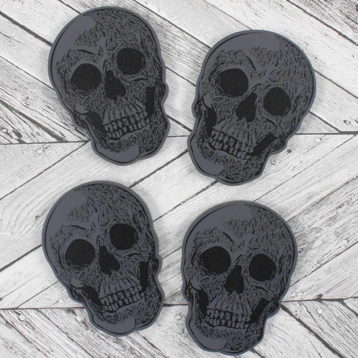 Skull Coaster Set - styled on wooden surface