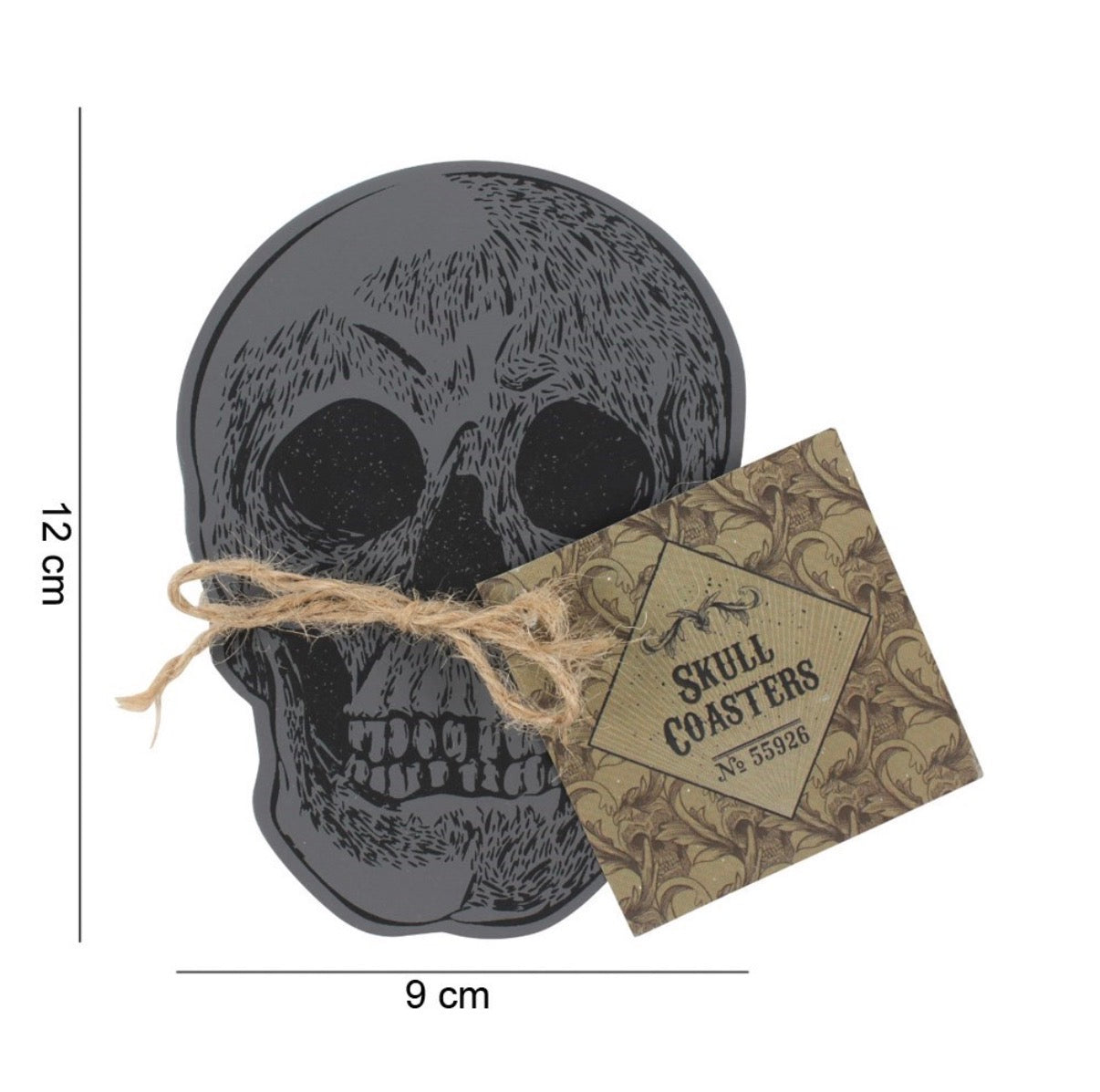 Skull Coaster Set - with dimensions 9cm x 12cm