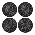Spiderweb Coaster Set with Holder - all four coasters flat lay
