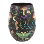 Dark Forest Stemless Glass - colourful mushroom and fern design