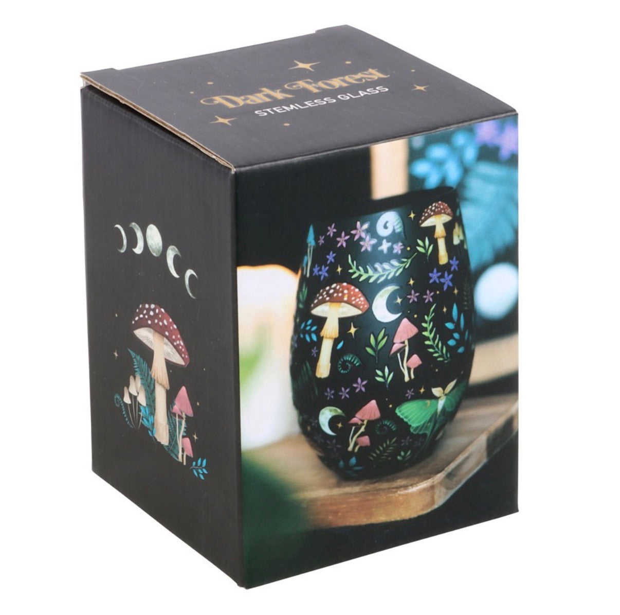 Dark Forest Stemless Glass - care instructions 500ml food safe hand wash only