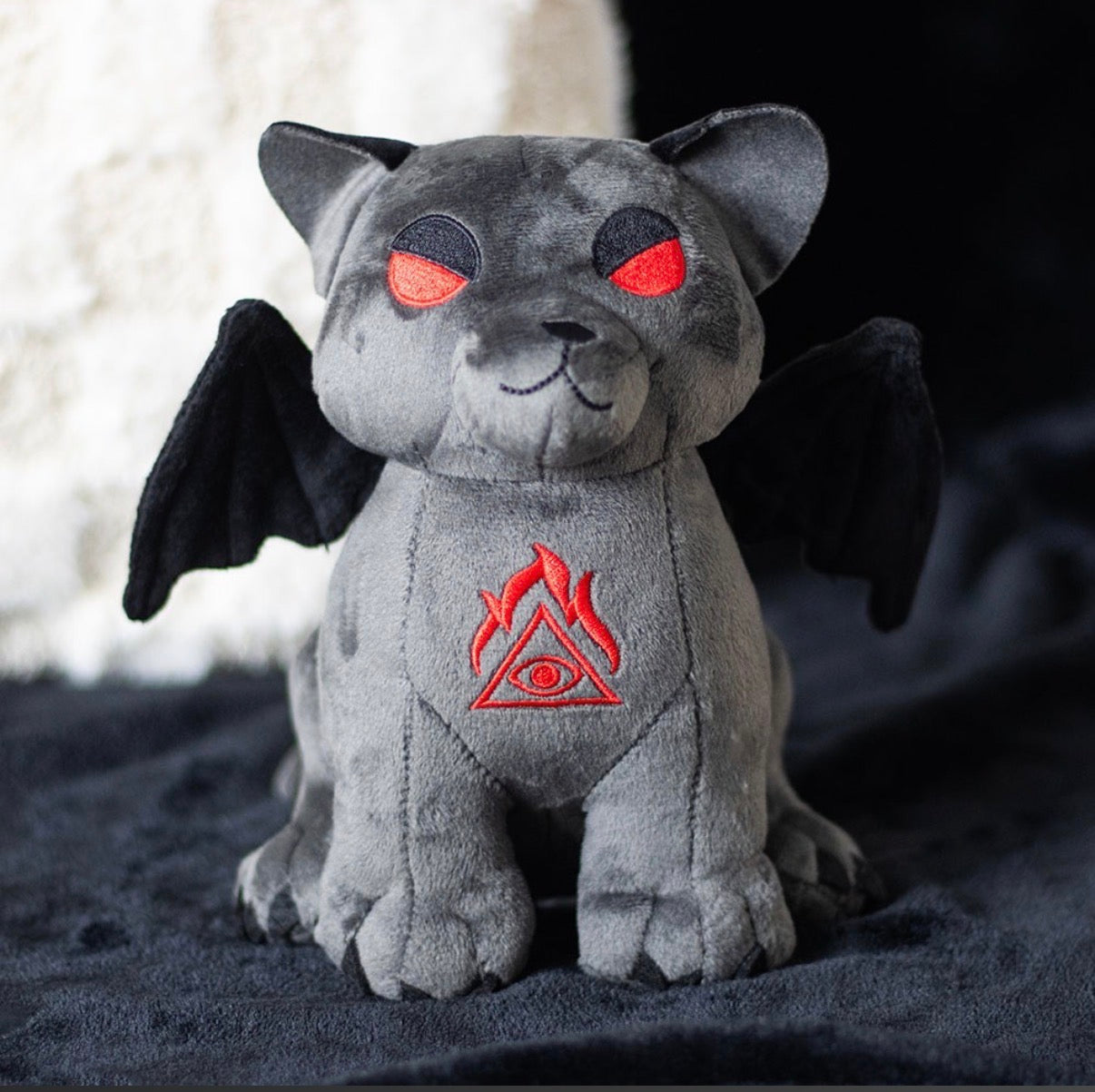 Vampire Cat Plush - styled dark background shot