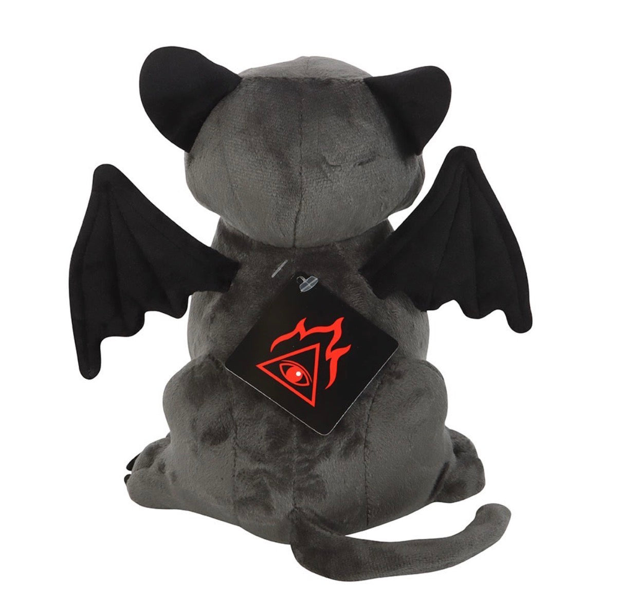 Vampire Cat Plush - back view showing wings and tag