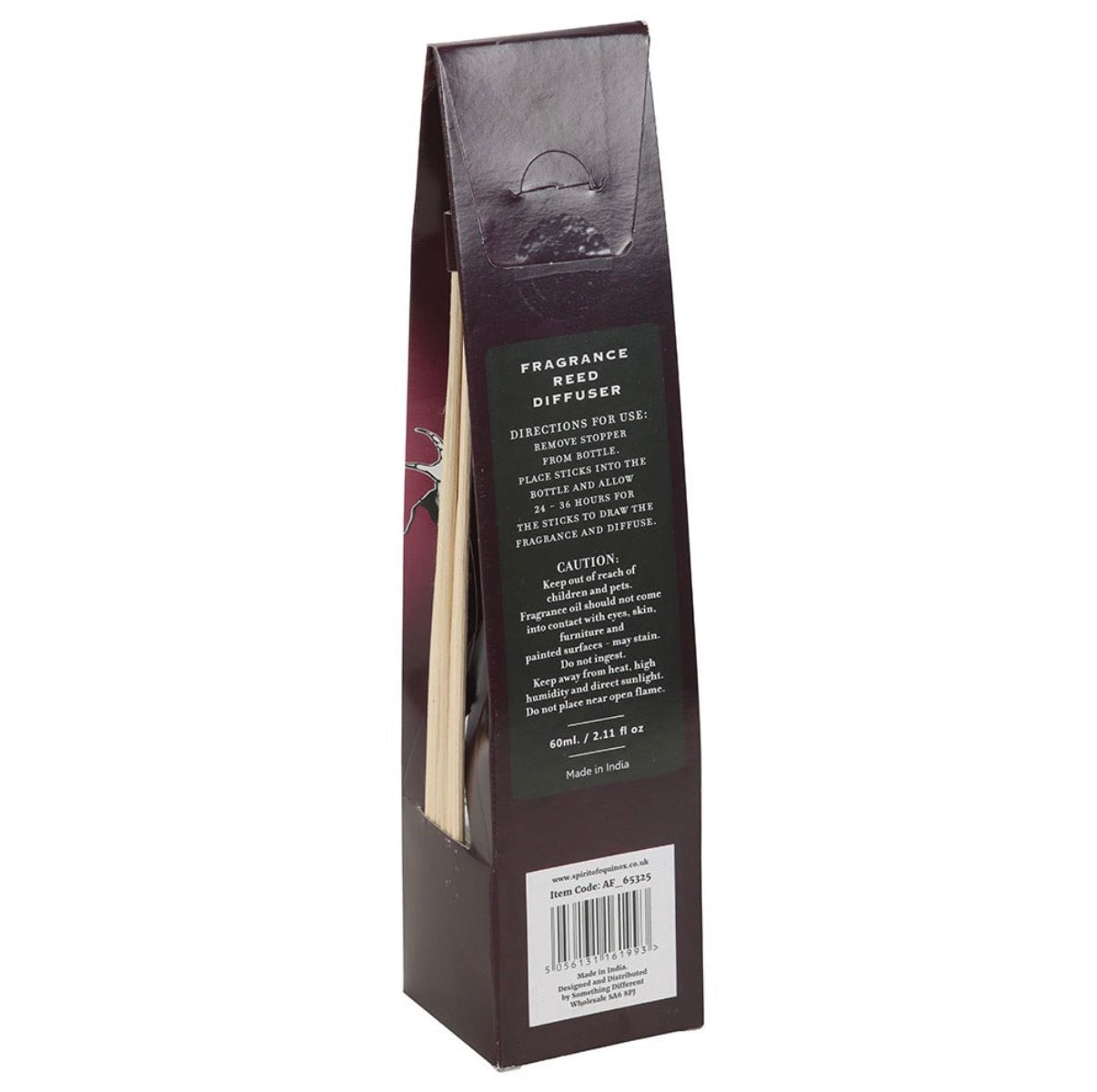 Go Away Evil Reed Diffuser - back of packaging with instructions
