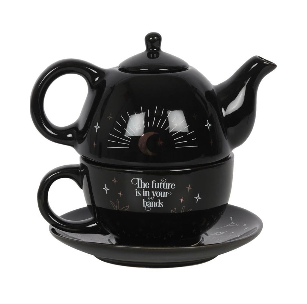 The Future Is In Your Hands Tea For One Set - stacked teapot on cup and saucer