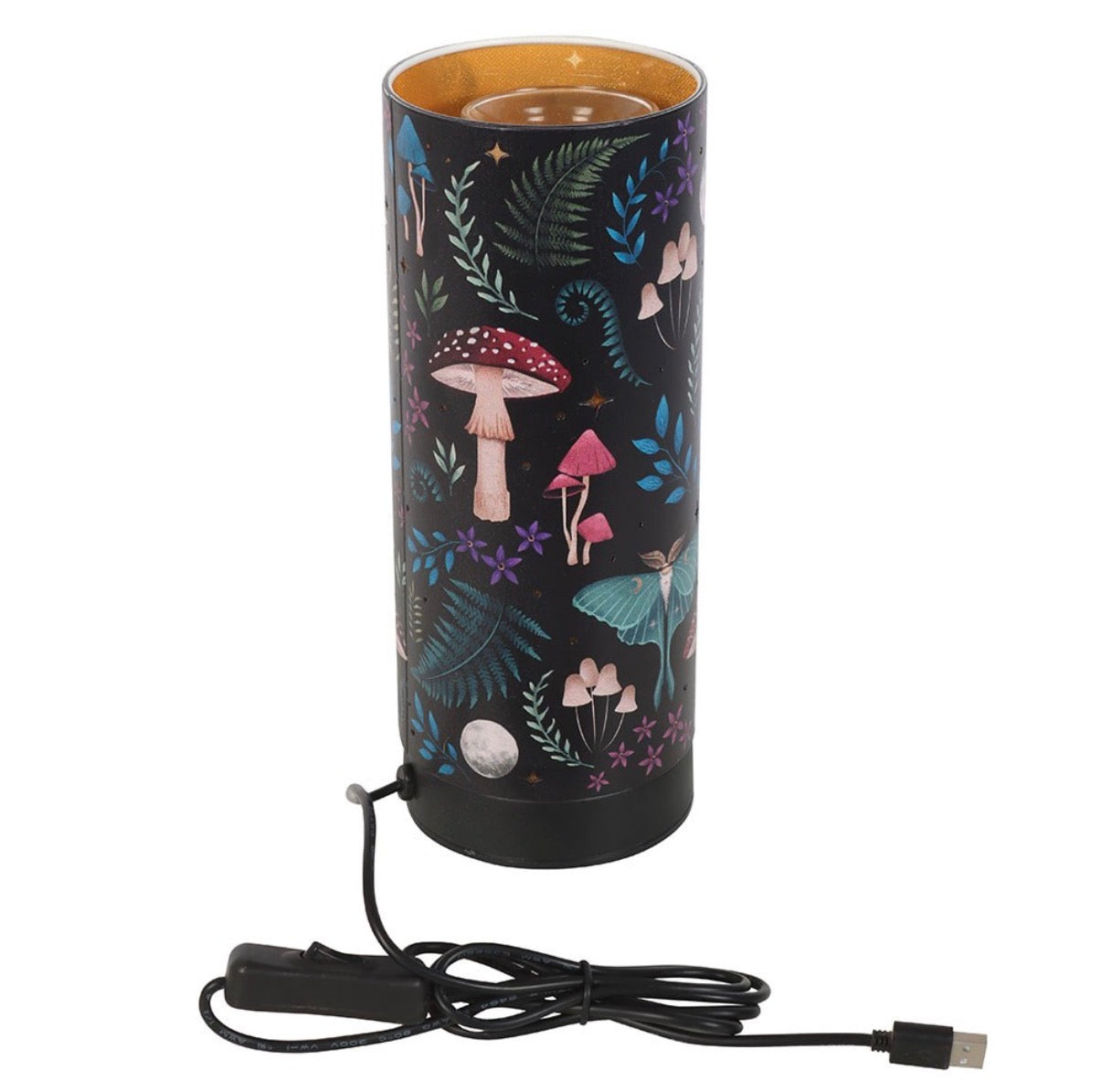 Dark Forest USB Aroma Lamp - side view with cable and switch