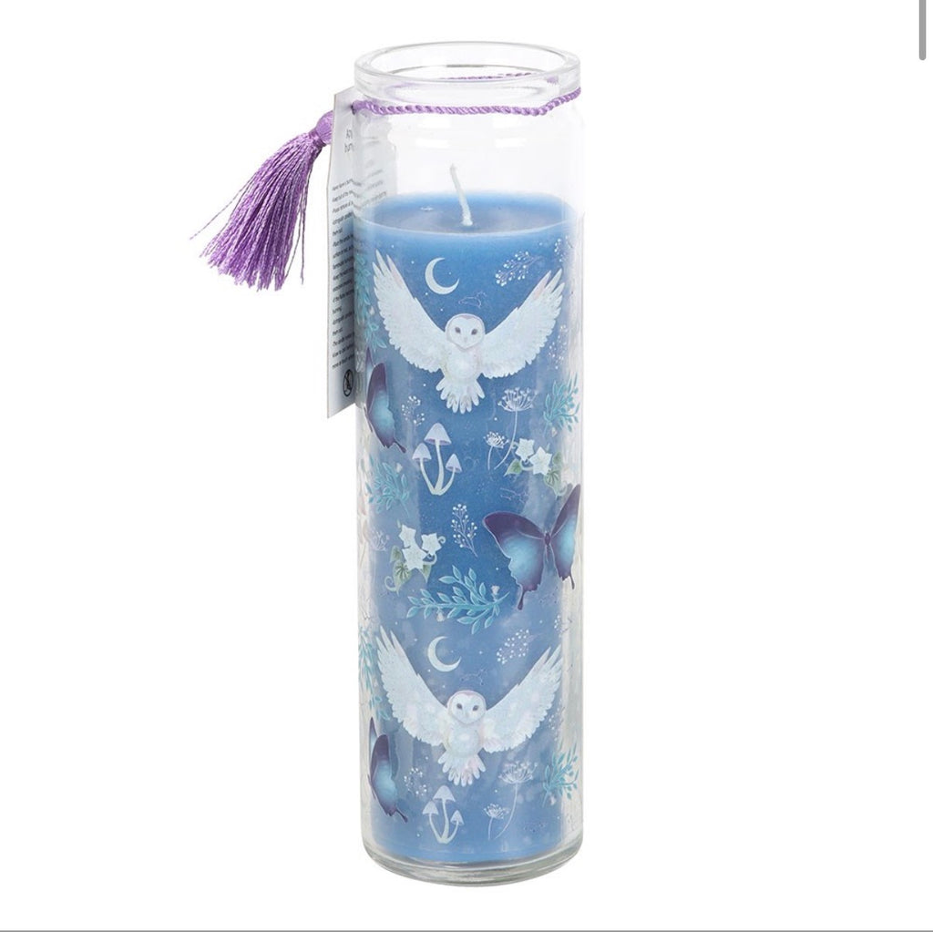 Night Owl Lavender Scented Candle - top view showing wax and wick