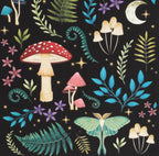 Forest Floor Tote Bag - close up of mushroom and moth print