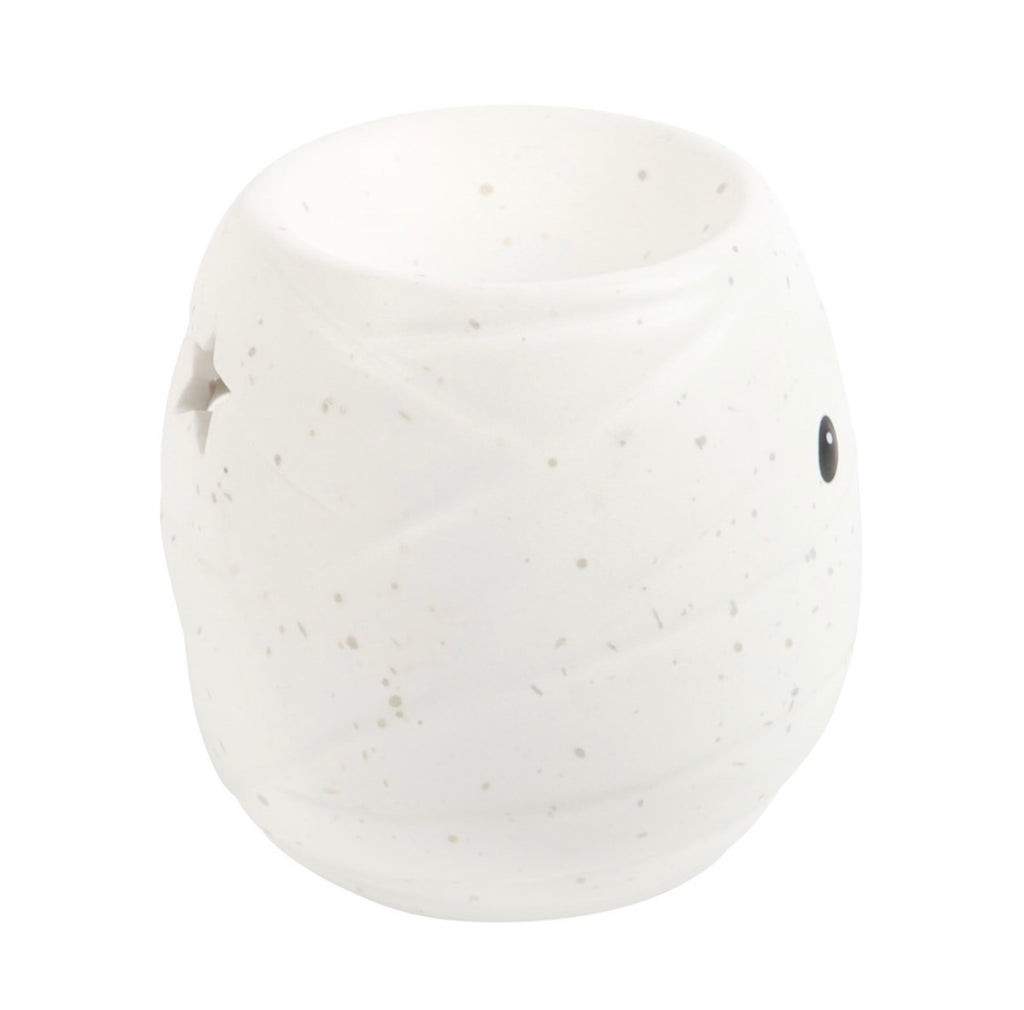 Mummy shaped ceramic oil burner showing tealight inside