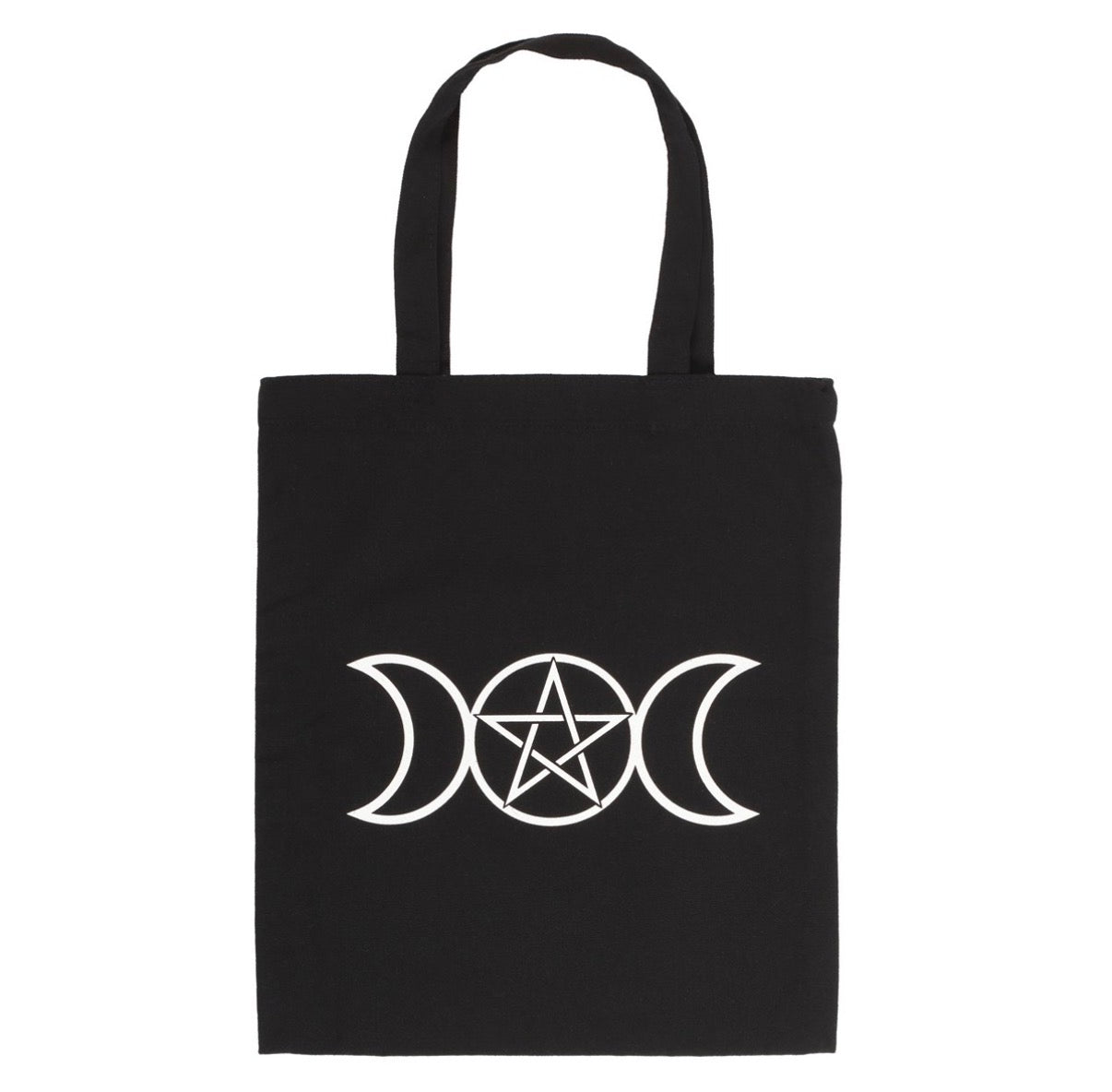 Triple Moon tote bag front view on white background