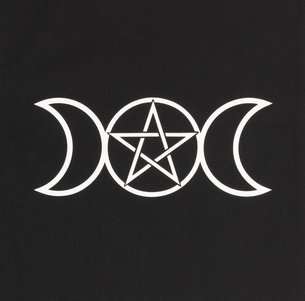 Triple moon pentagram design close up