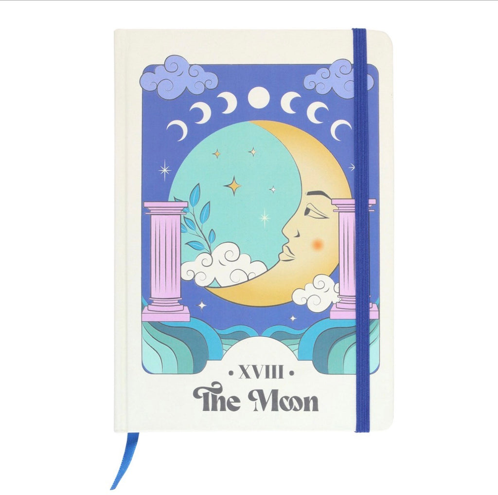 The Moon Celestial A5 Notebook front cover on white background