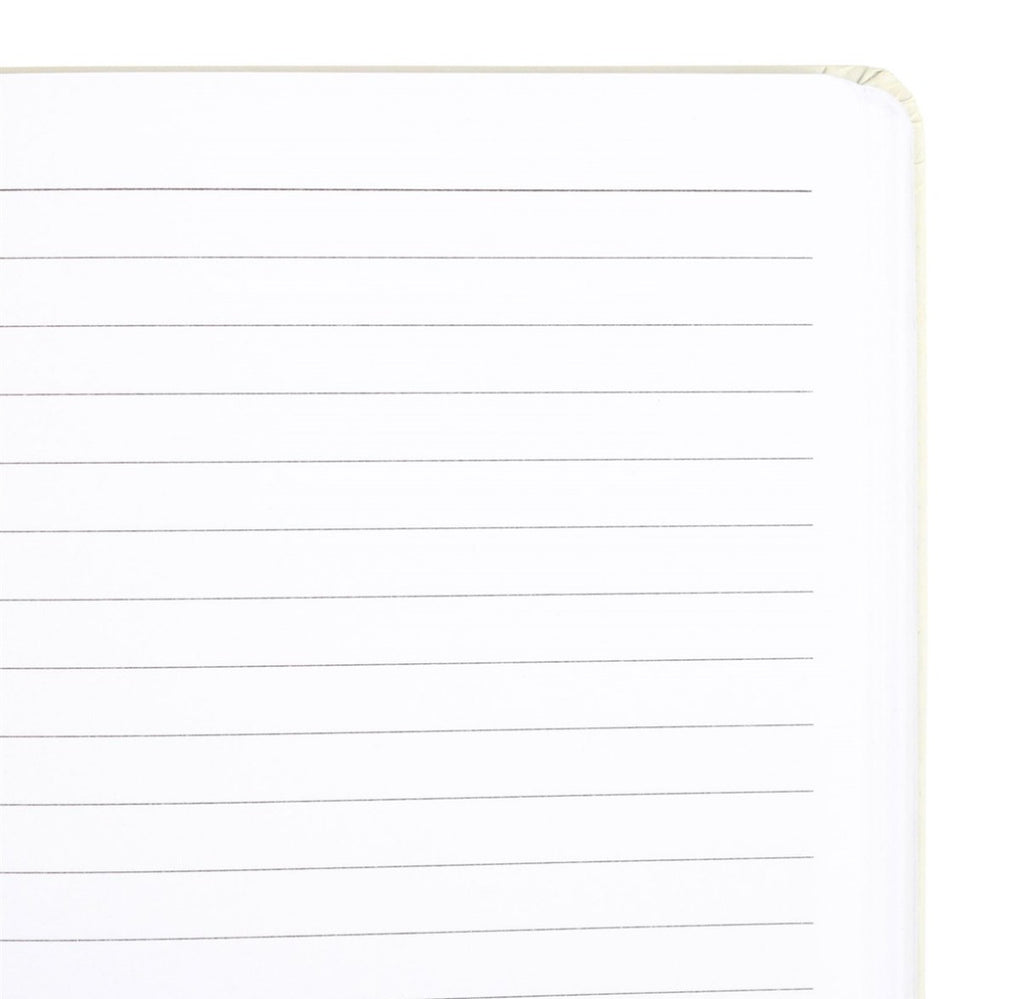 The Moon Celestial A5 Notebook open showing lined pages