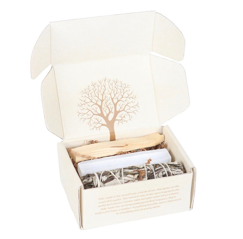 Yerba Santa Energy Cleansing Kit open gift box showing contents