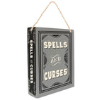 Spells and Curses hanging sign front view on white background