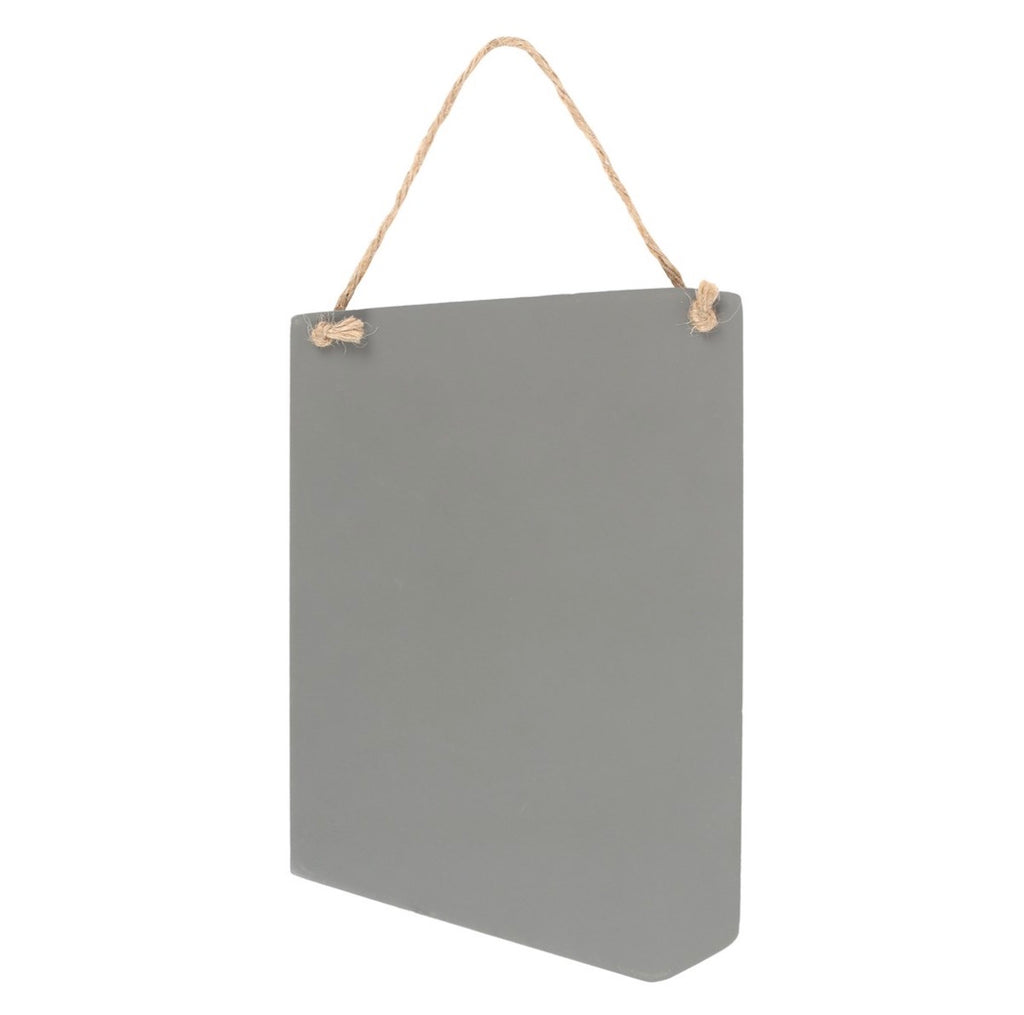 Spells and Curses hanging sign back view showing plain grey finish