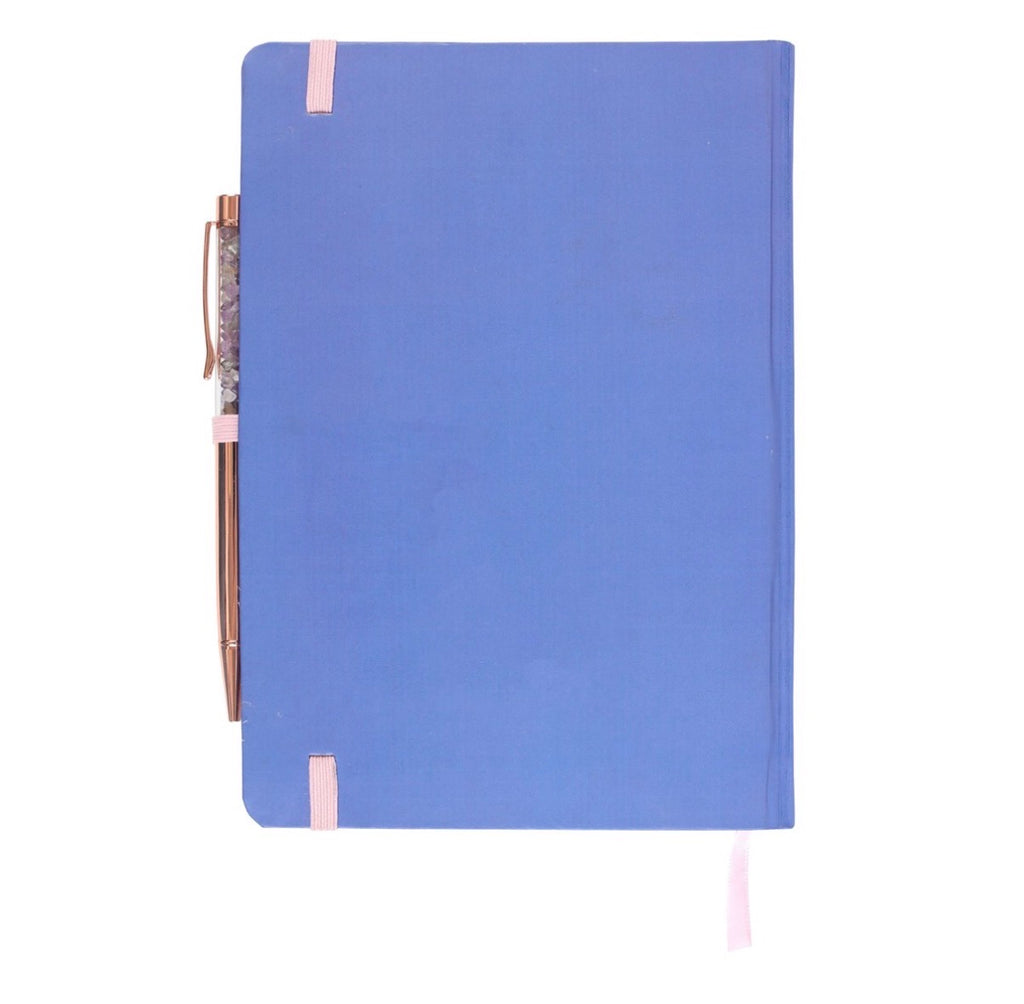 Moon Dream Journal back cover plain blue with pen