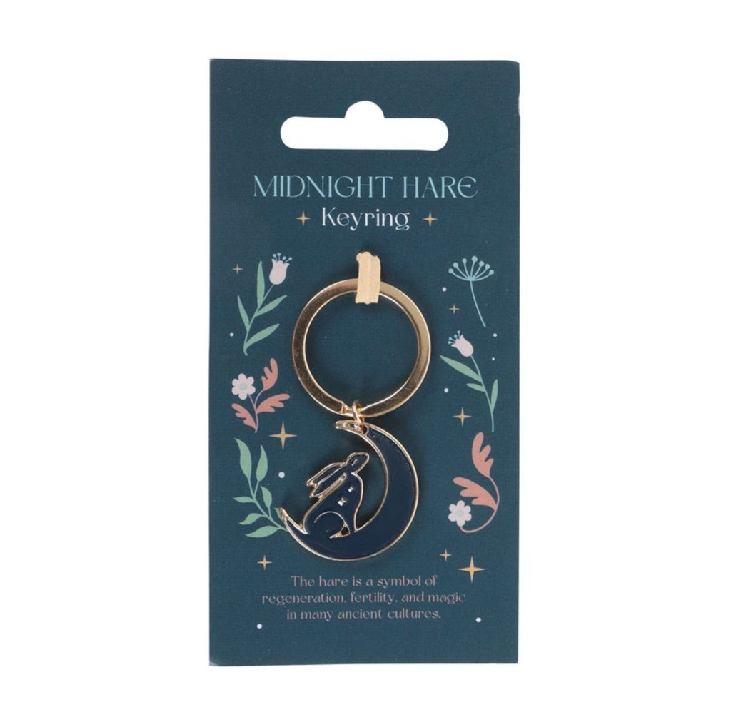 Midnight Hare Keyring on gift card front view