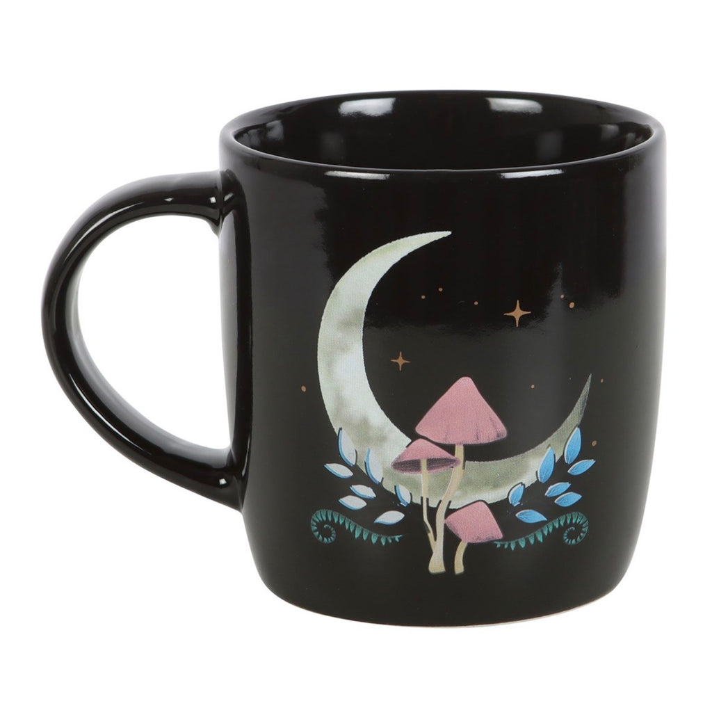 Moon & Mushroom Black Mug