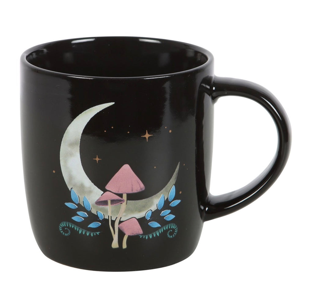 Moon & Mushroom Black Mug