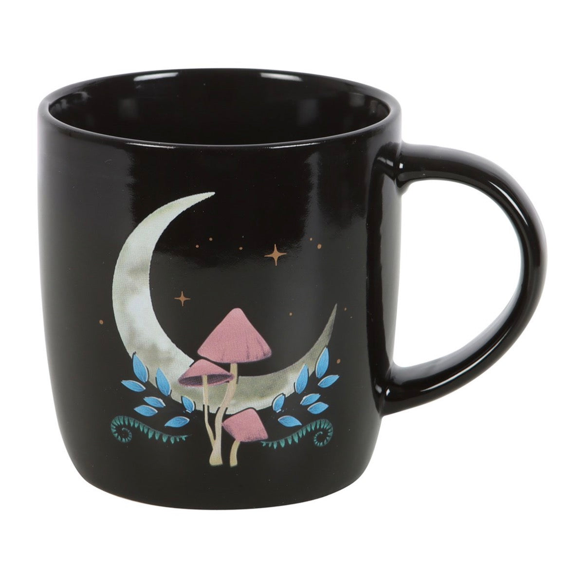 Moon & Mushroom Black Mug