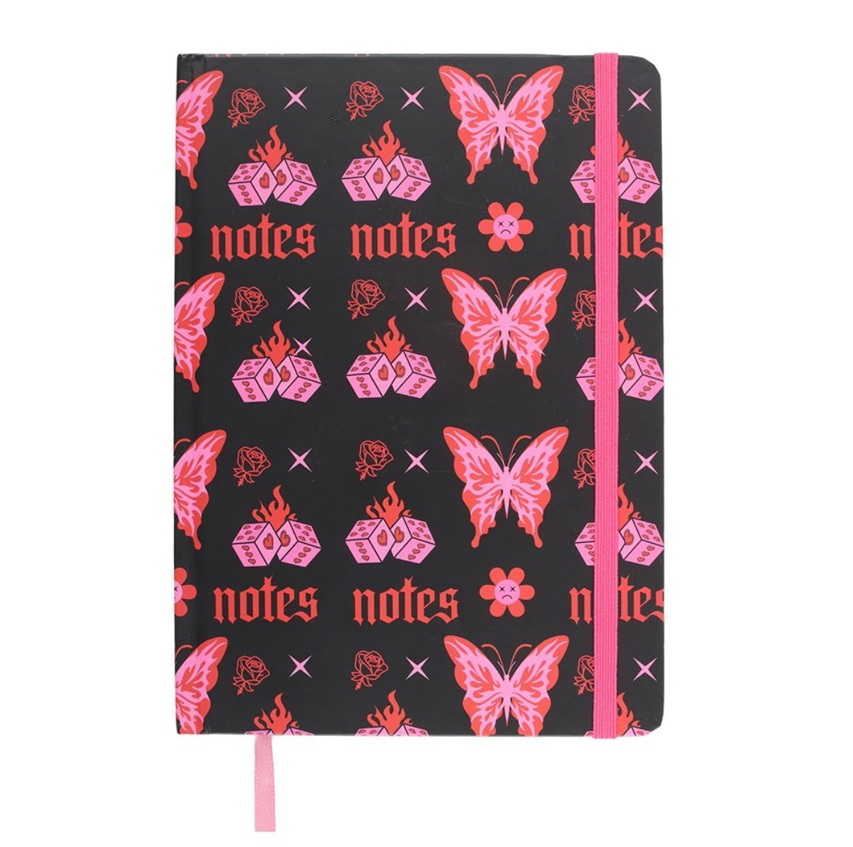 Flaming Butterfly A5 Notebook front cover on white background