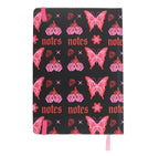 Flaming Butterfly A5 Notebook back cover on white background