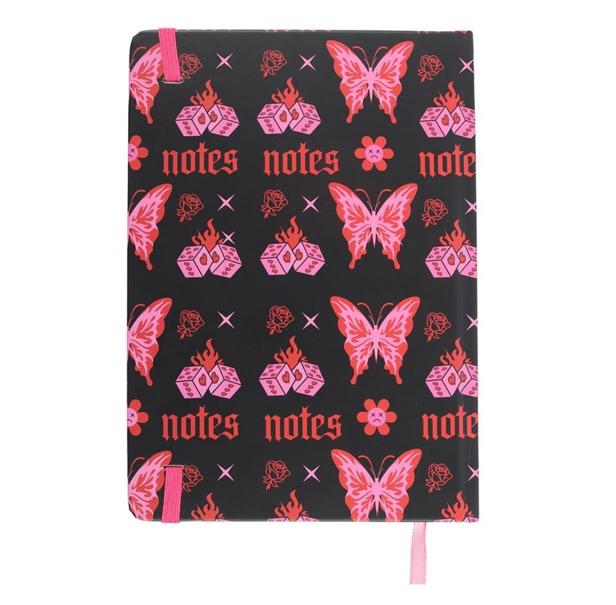 Flaming Butterfly A5 Notebook back cover on white background