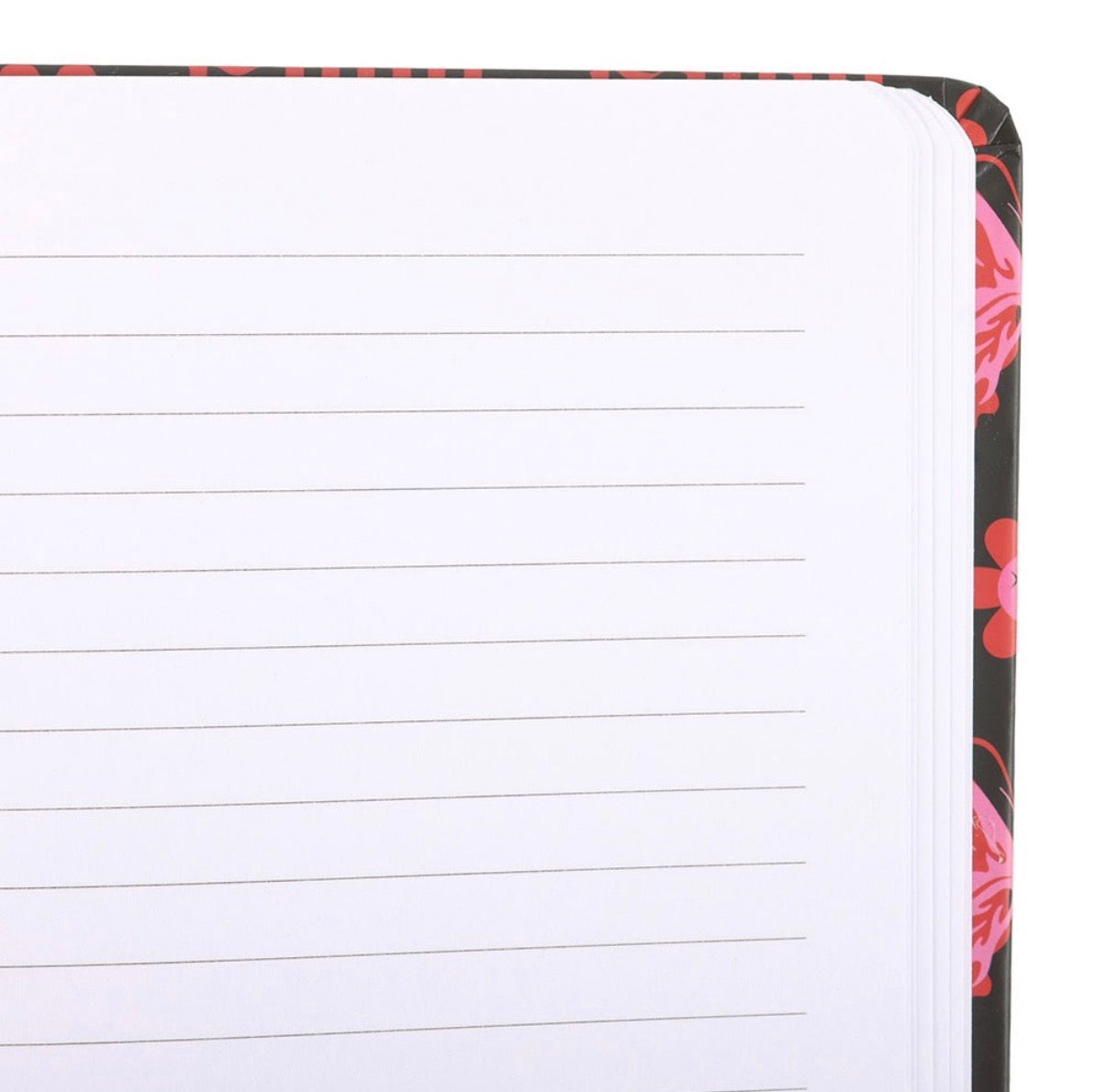 Flaming Butterfly A5 Notebook open showing lined pages