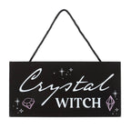 Crystal Witch Hanging Sign front view on white background