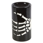 Skeleton Hand Ceramic Oil Burner front view on white background