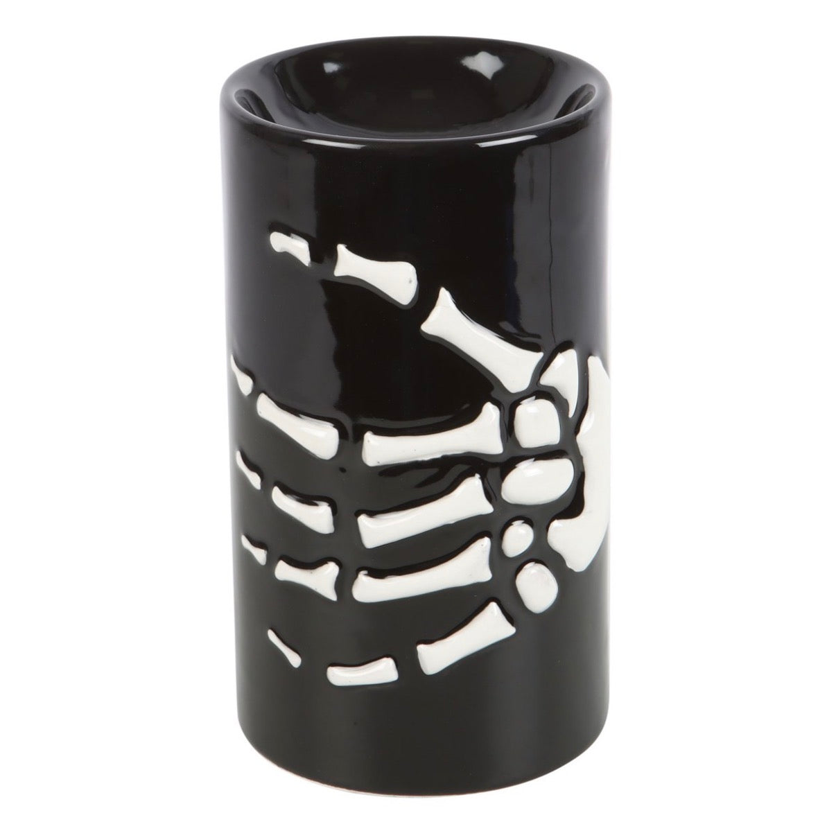 Skeleton Hand Ceramic Oil Burner front view on white background