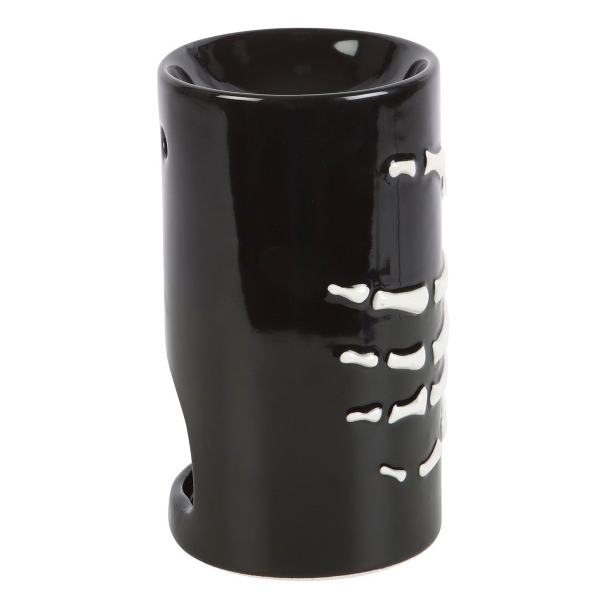 Skeleton Hand Ceramic Oil Burner side view on white background