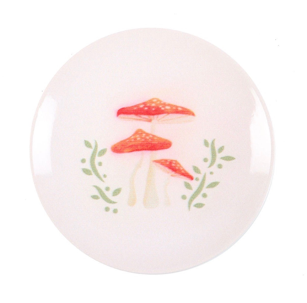 Mushroom Trinket Dish top view on white background
