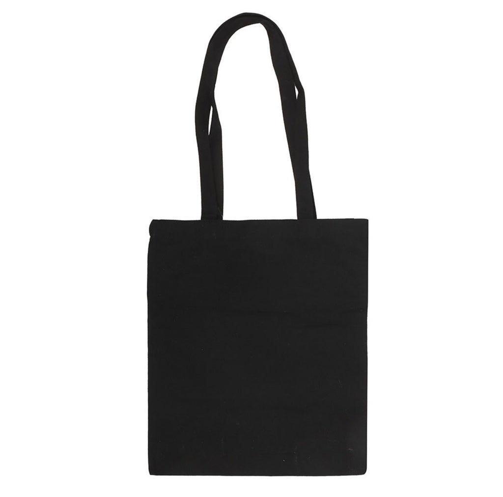 Flaming Butterfly Tote Bag back view showing plain black reverse