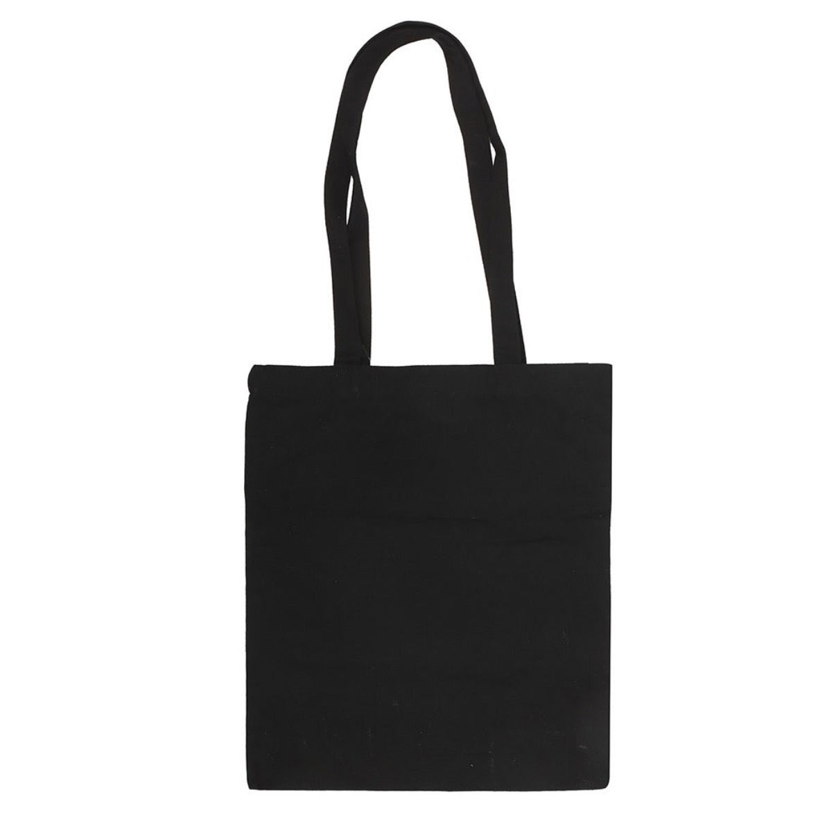 Flaming Butterfly Tote Bag back view showing plain black reverse